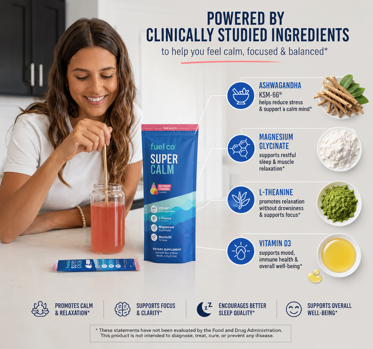 Fuel Co SUPER CALM Drink Mix - Cortisol Reducer and Sleep Aid Supplement